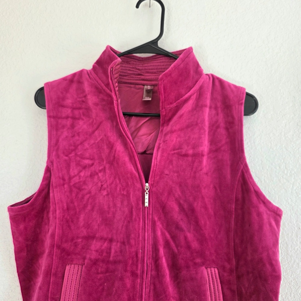 White Stag Womens Pink Zip Up Velour Vest Size S 4 6 - Picture 2 of 12